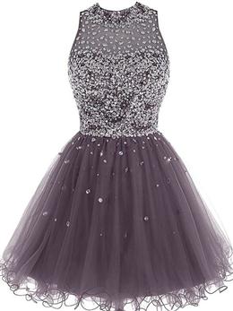 Picture of Lovely Beaded Tulle Homecoming Dresses, Short Prom Dresses